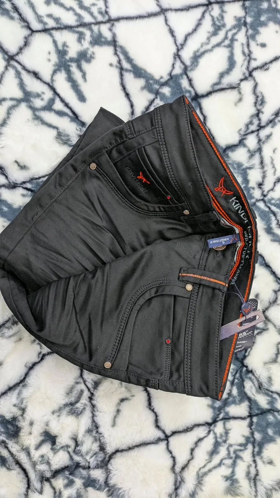 Folded denim jeans stack